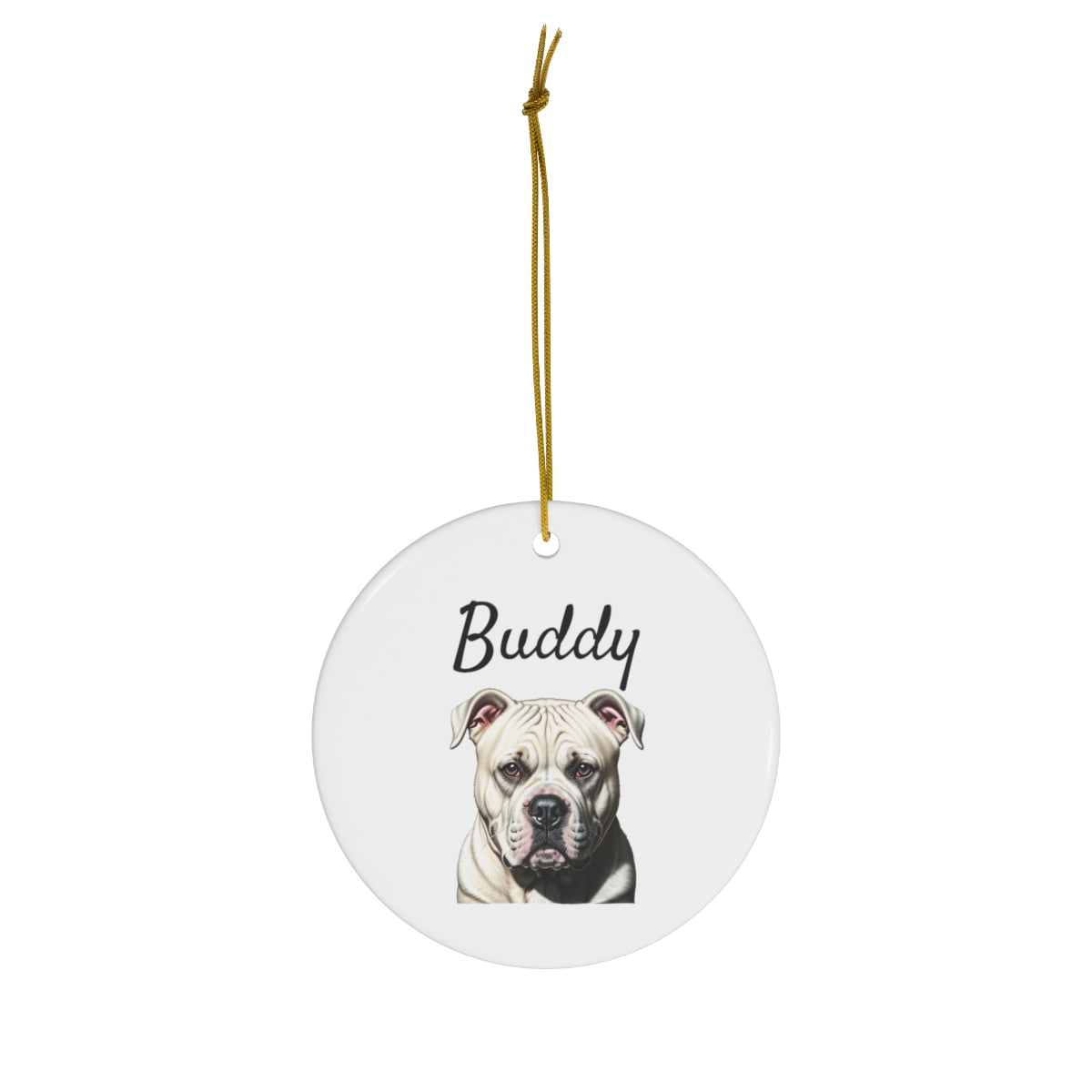 personalized pet ornament american bulldog white