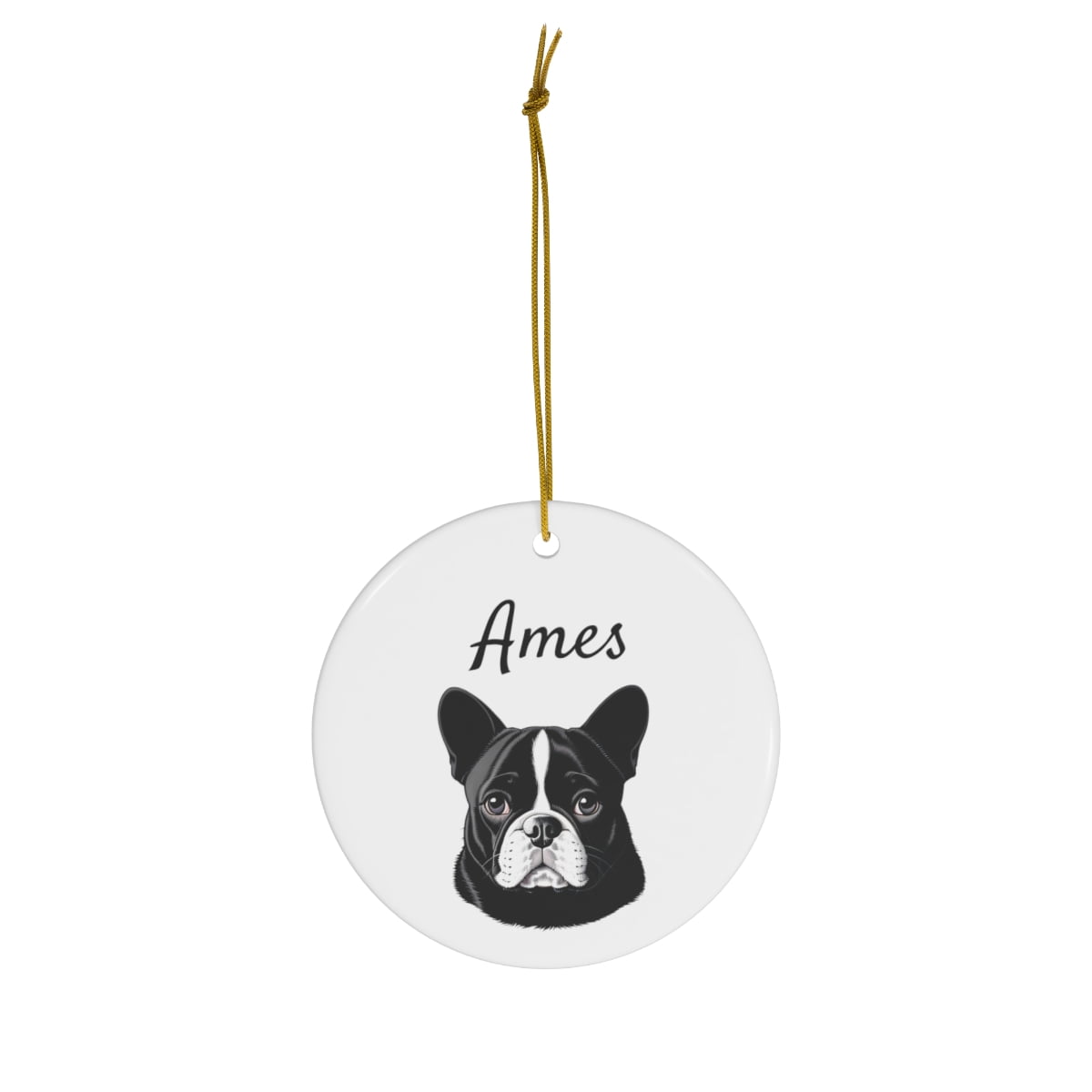 personalized pet ornament french bulldog black & white