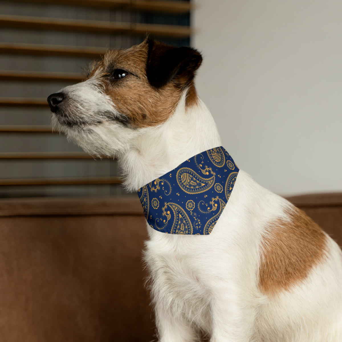 "yellow blue indian paisley" dog bandana