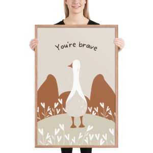 Elevate your baby's nursery with our 'You're Brave' Nursery Framed Poster. An inspiring daily reminder of courage and love. Order now for a nurturing touch to your nursery decor!
