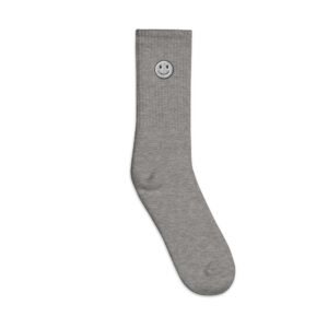 smile / face embroidered socks