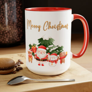 "merry christmas" two tone santa coffee mugs, 15oz