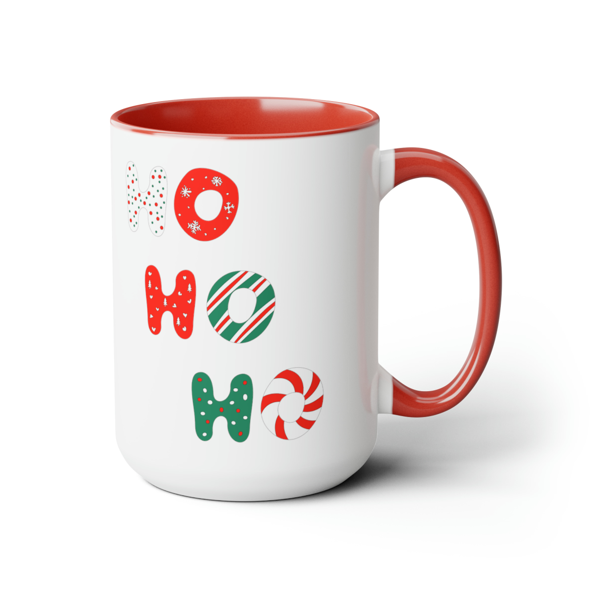 "ho ho ho" two tone coffee mugs, 15oz