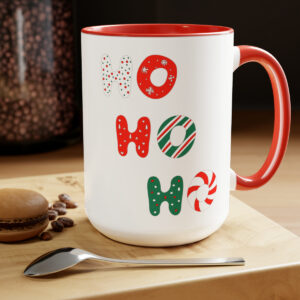 "ho ho ho" two tone coffee mugs, 15oz