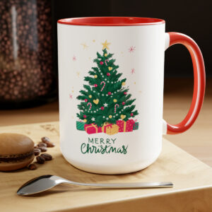 "merry christmas" two tone coffee mugs, 15oz