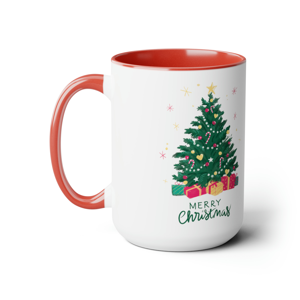"merry christmas" two tone coffee mugs, 15oz