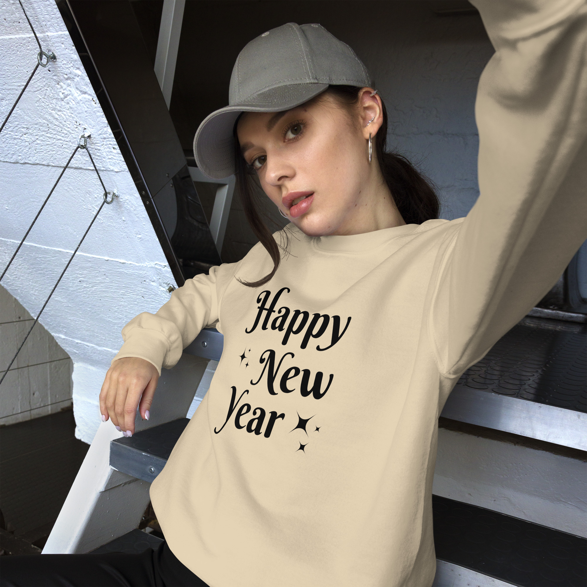 "happy new year" women's sweatshirt