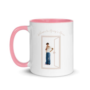 "welcome to harry's house" mug with color inside