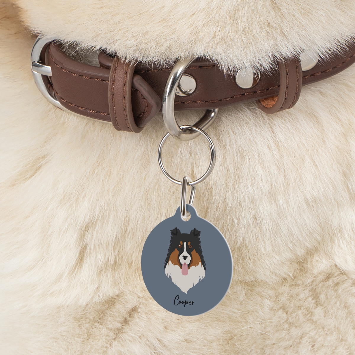 "rough collie dog” personalized pet tag