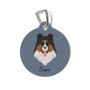 "rough collie dog” personalized pet tag