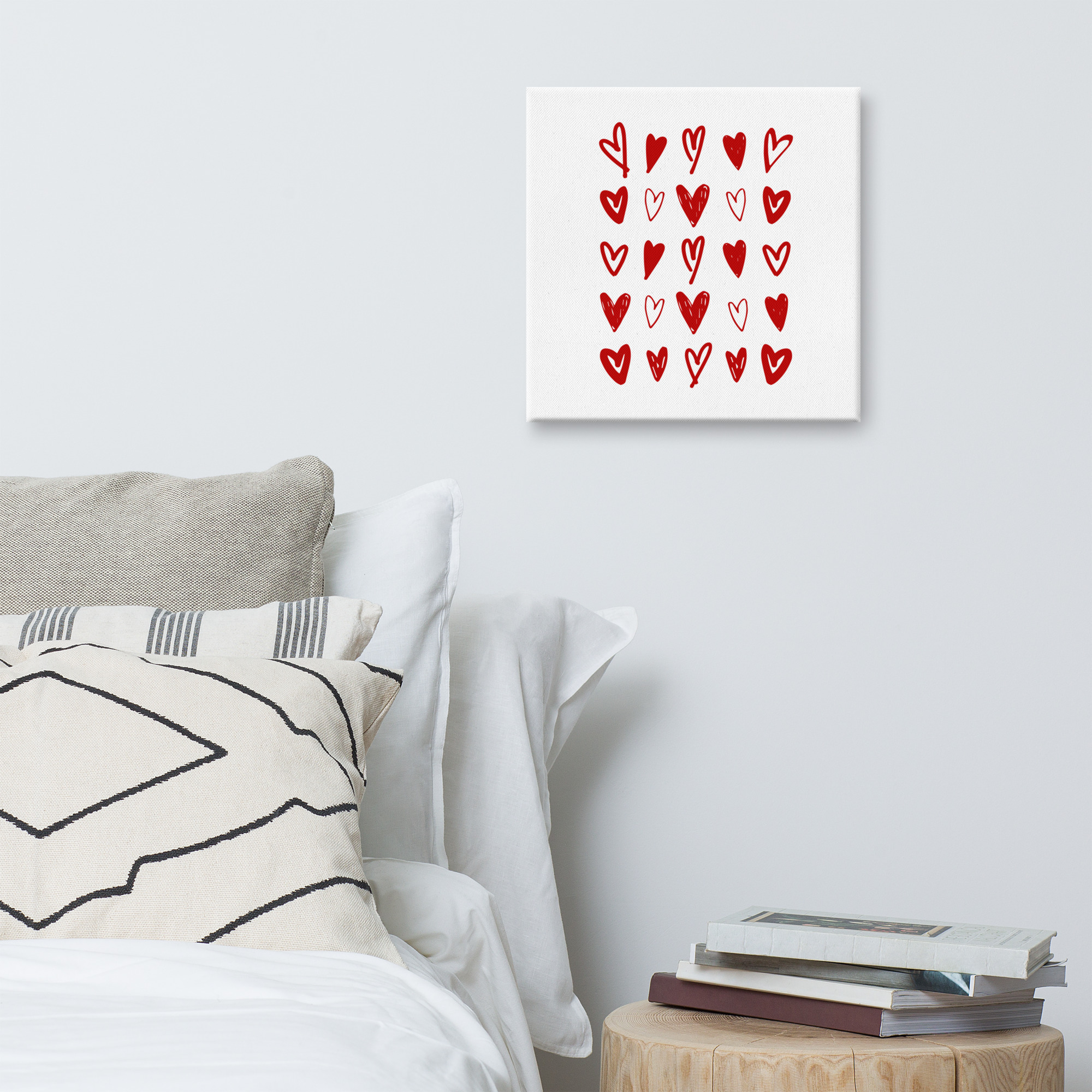 "illustrated hearts" canvas print