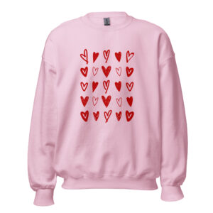 “illustrated hearts” women's sweatshirt