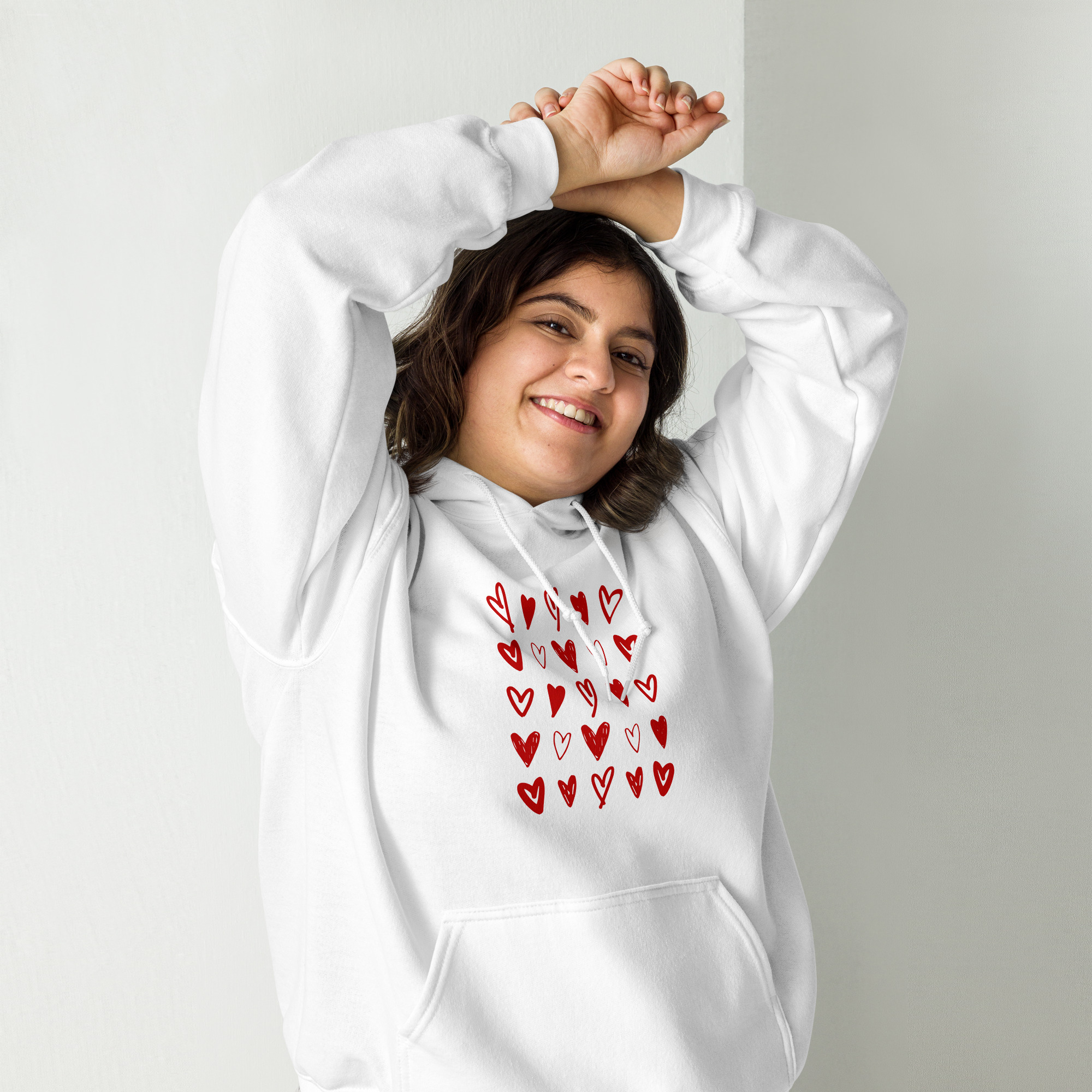 "illustrated hearts" women's hoodie