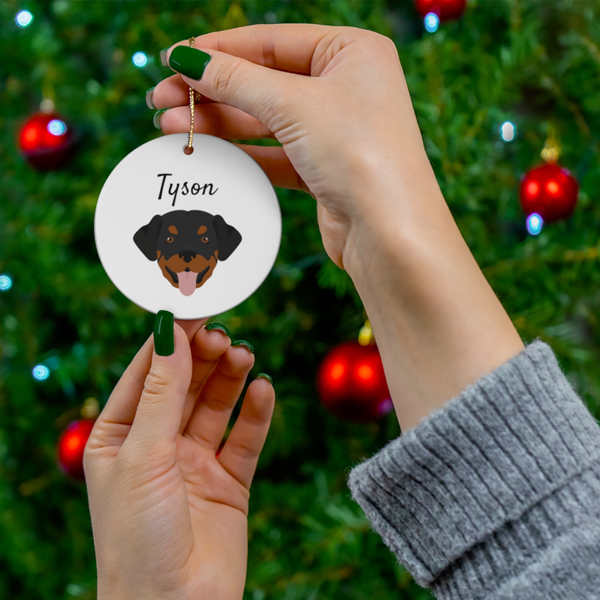 personalized pet ornament – rottweiler black tan