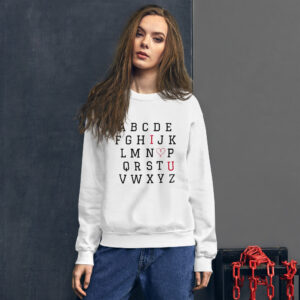 alphabet valentines day unisex sweatshirt
