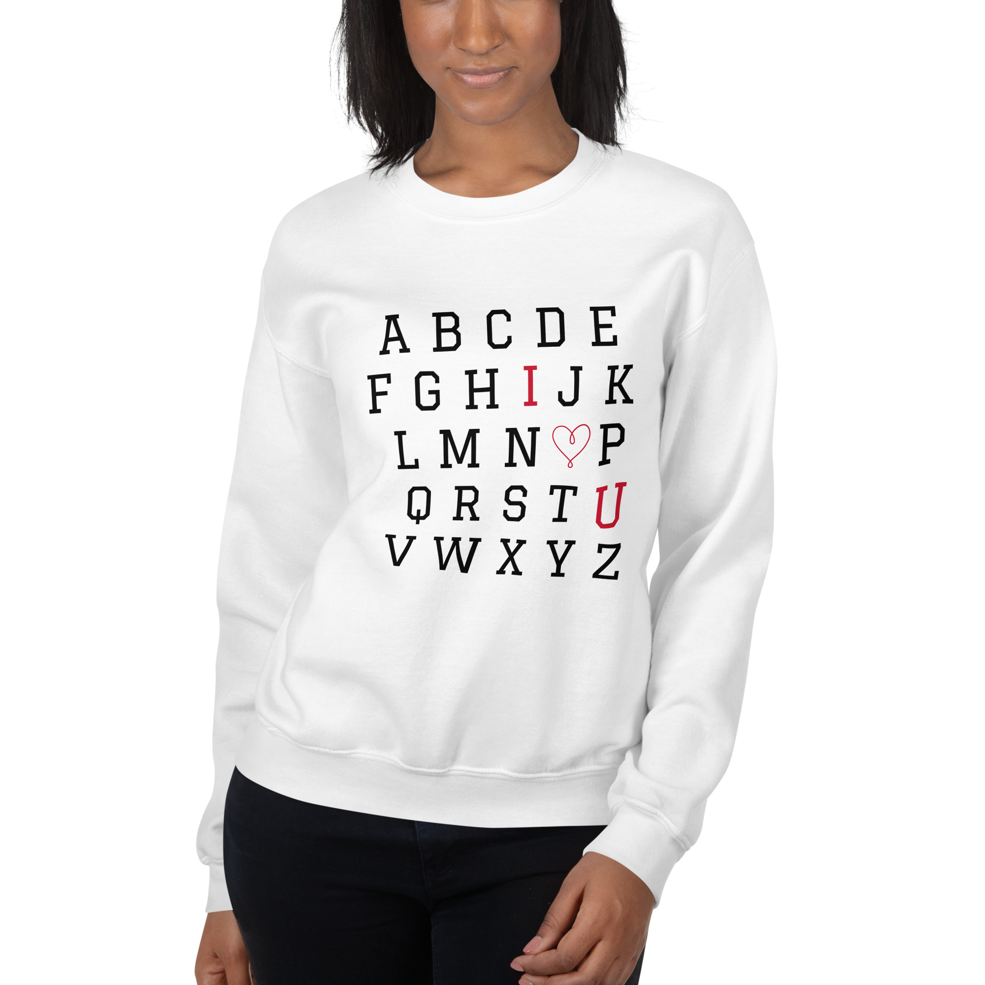 alphabet valentines day unisex sweatshirt