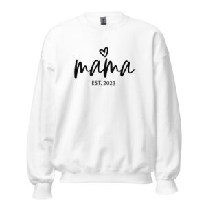 "mama heart established" personalized women’s sweatshirt