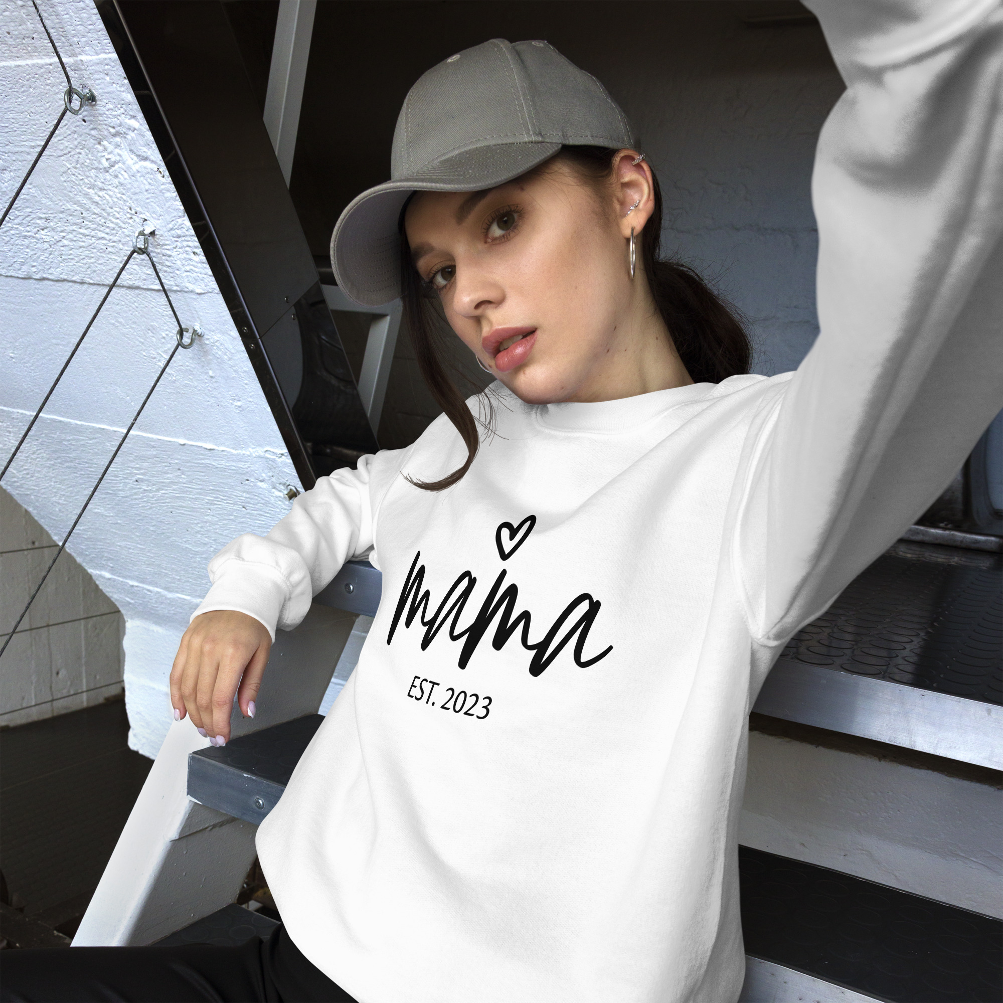 "mama heart established" personalized women’s sweatshirt