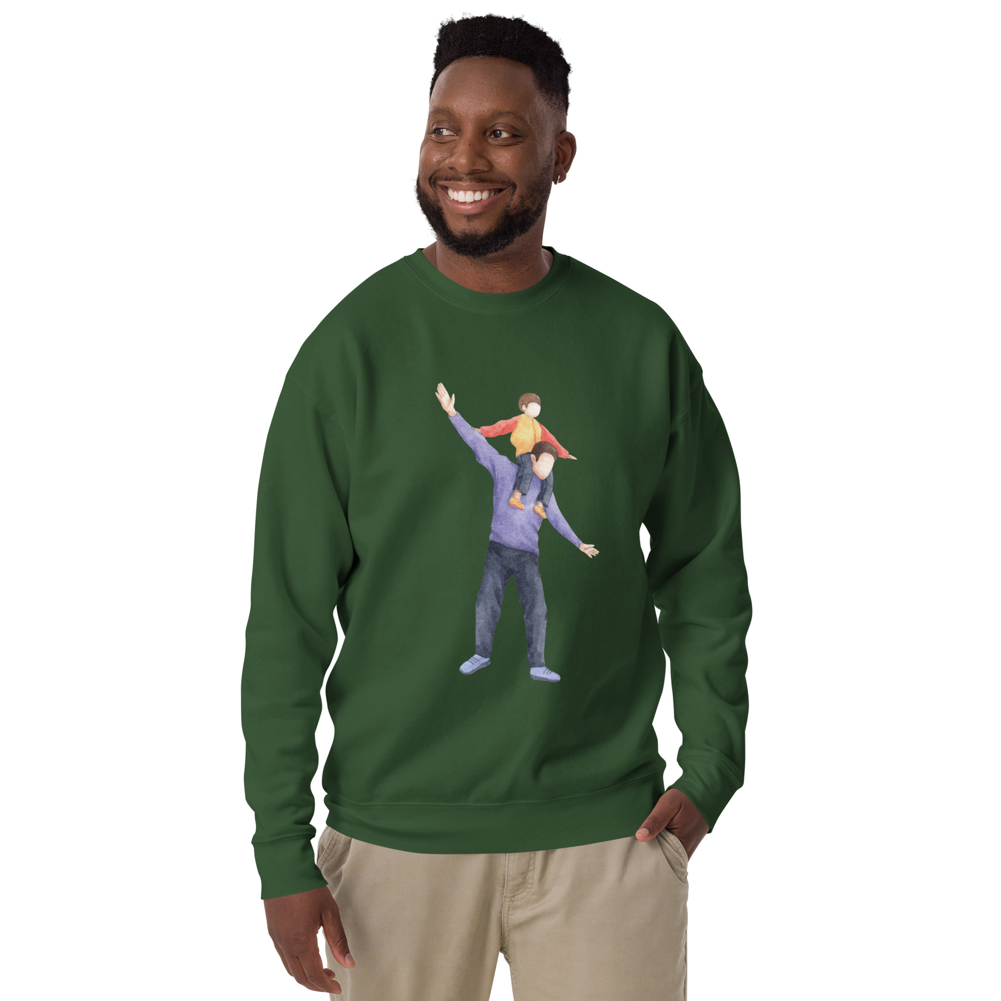 big father and son watercolor unisex premium sweatshirt