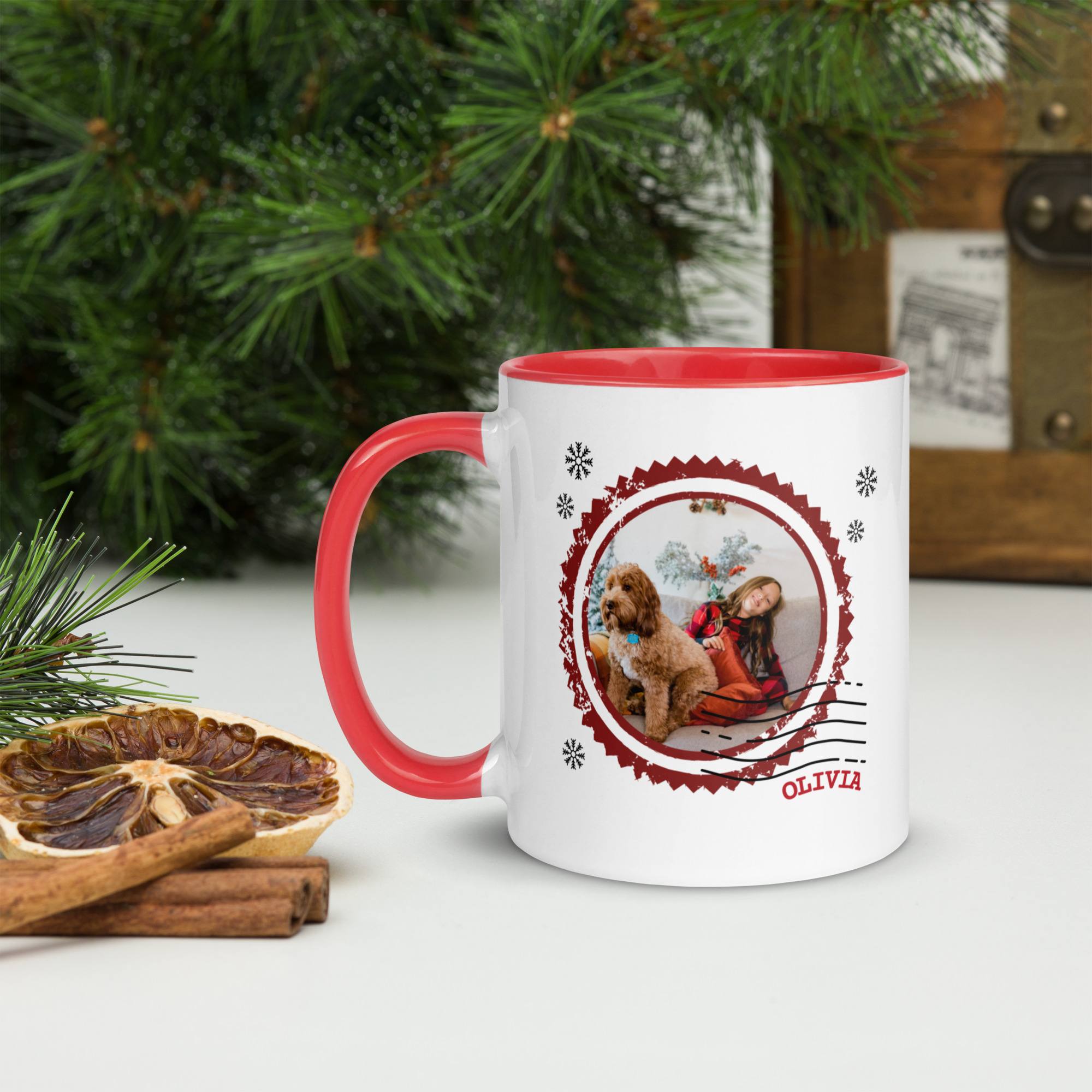 personalized "red cheer collage" mug