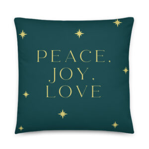 "peace, joy, love" christmas pillow