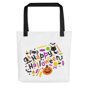 “happy halloween” tote bag