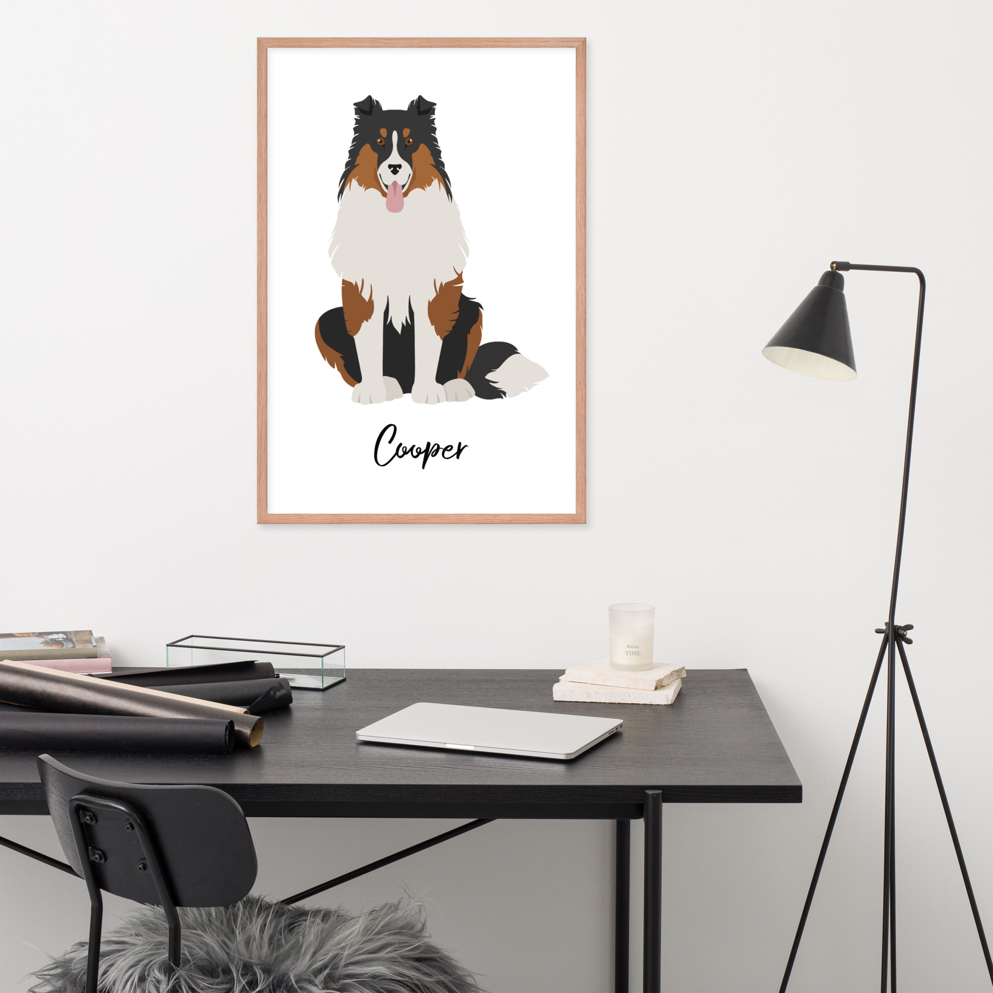 personalized “rough collie tricolor” framed post