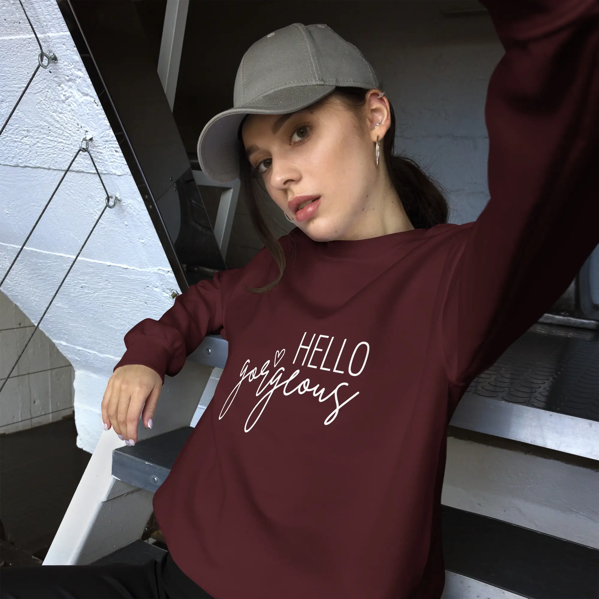 "hello gorgeous" women's sweatshirt