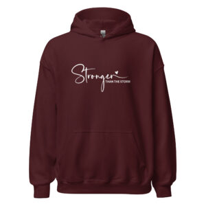 "stronger than the storm" women's hoodie