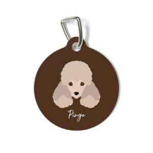 white poodle personalized pet tag