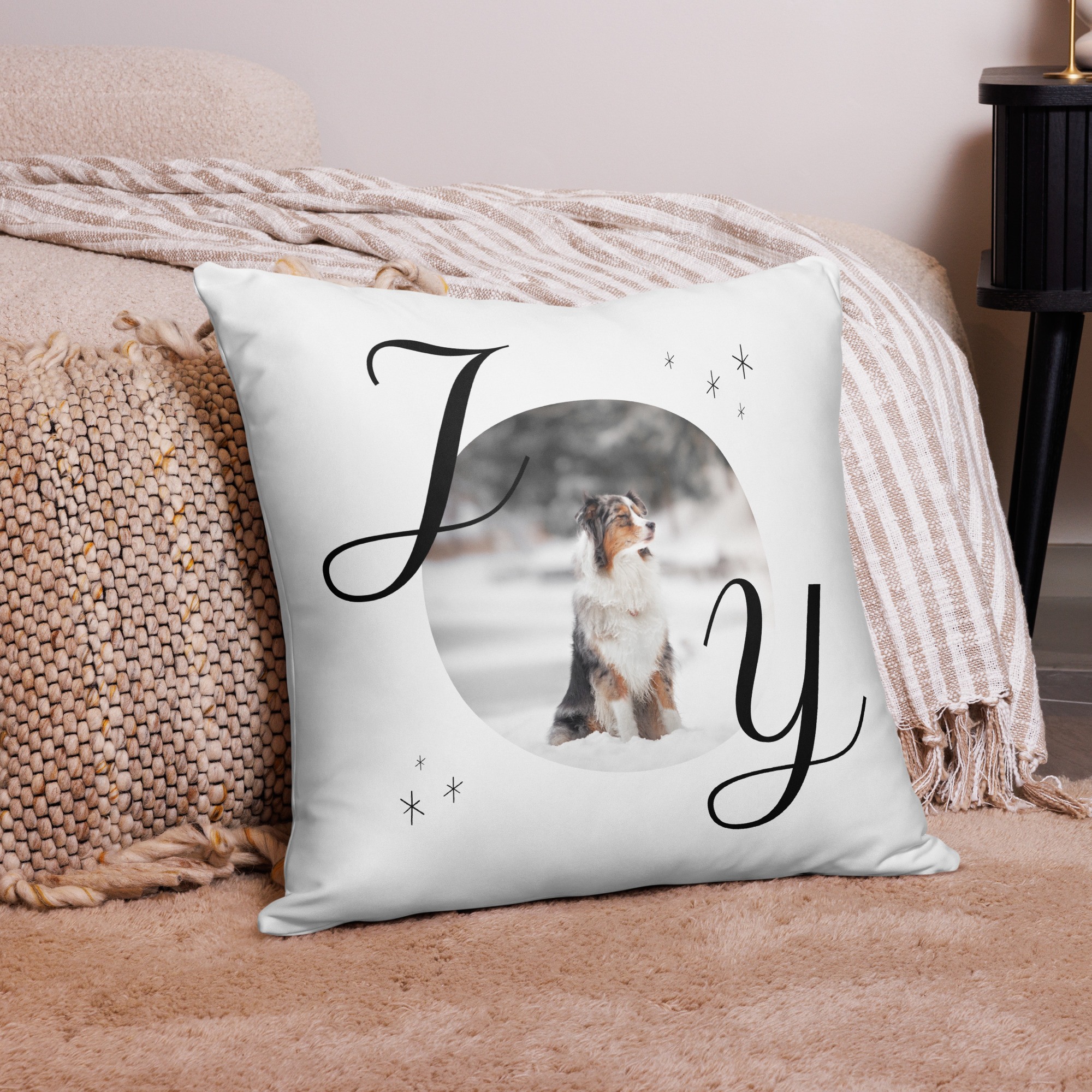 "joy pet photo" christmas pillow