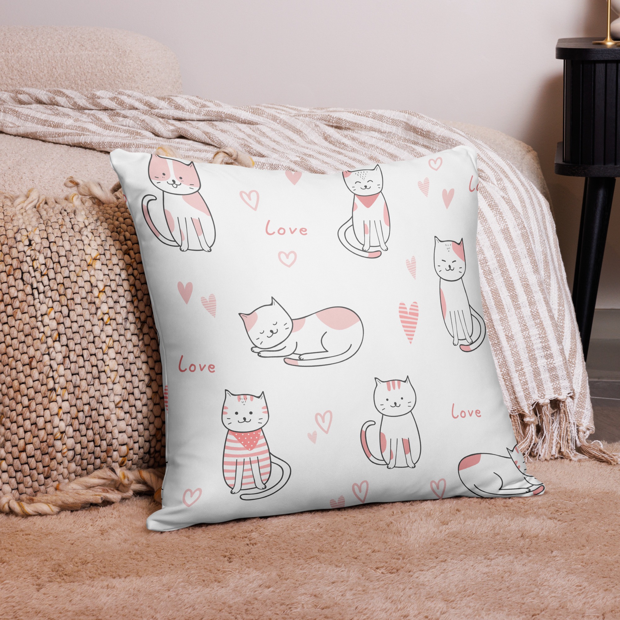 "kitty love" decorative pillow