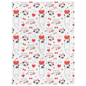 "pugs and hearts" throw blanket