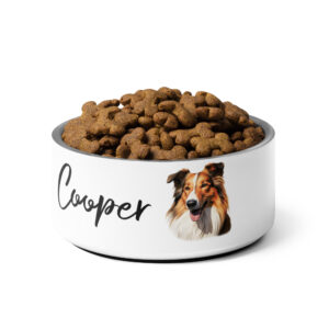 personalized rough collie dog bowl