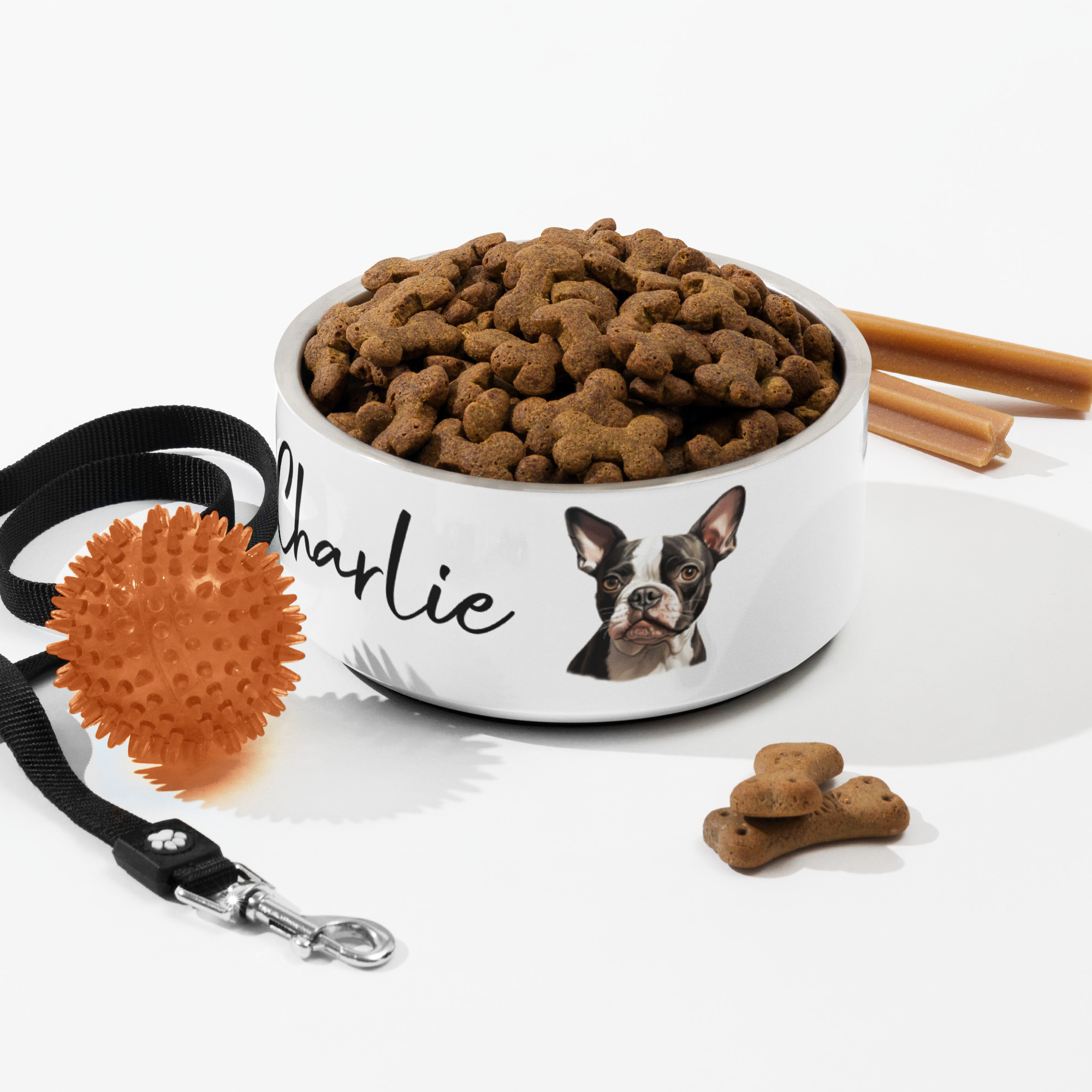 personalized boston terrier dog bowl